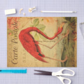 ヴィンテージフラミンゴフローラフランスのカルテポスタレ 薄葉紙 (クラフト)