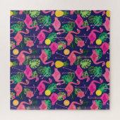 ヴィンテージフラミンゴ夏の要素パターン ジグソーパズル (横)