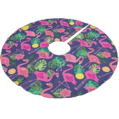 ヴィンテージフラミンゴ夏の要素パターン ブラッシュドポリエステルツリースカート (アングル)