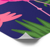 ヴィンテージフラミンゴ夏の要素パターン ポスター (角)