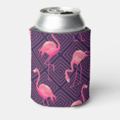 ヴィンテージフラミンゴ、紫の幾何学的な背景。 缶クーラー (缶裏面)