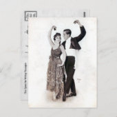 ヴィンテージフラメンコカップルとカスタネット ポストカード (正面/裏面)