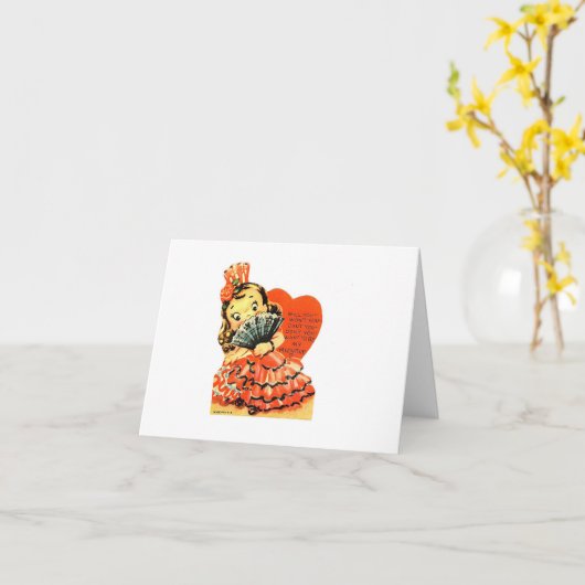 ヴィンテージフラメンコガールバレンタイン カード (黄色い花)