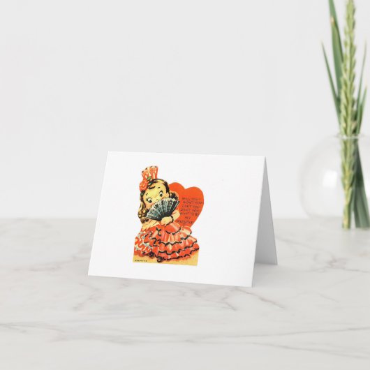 ヴィンテージフラメンコガールバレンタイン カード (正面)