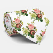ヴィンテージフラワーアネモンバラクレマチスバイルドゥート ネクタイ (ロール)