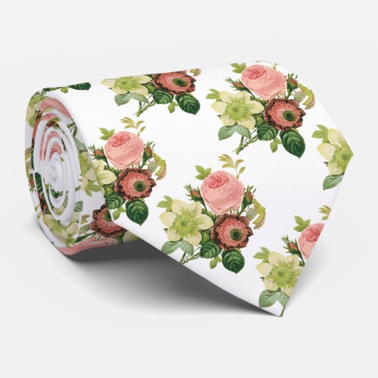 ヴィンテージフラワーアネモンバラクレマチスバイルドゥート ネクタイ (ロール)