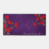 ヴィンテージフラワーアートレッドカーネーション名パープル デスクマット (正面)