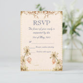 ヴィンテージフラワーウェディングRSVP 出欠カード (スタンド正面)