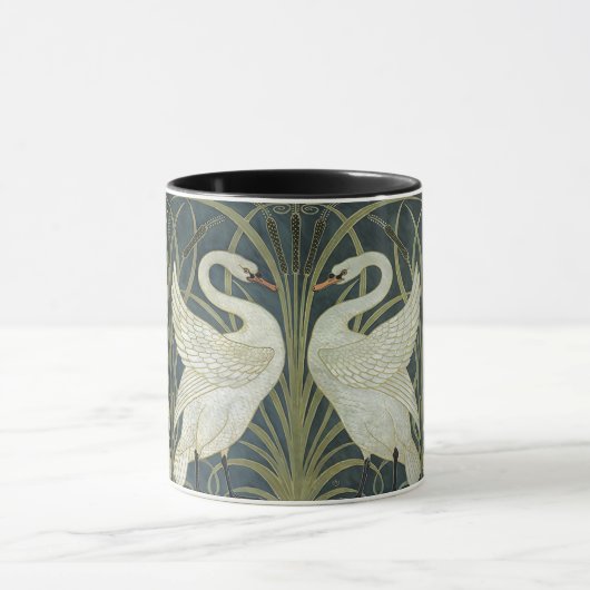 ヴィンテージフラワーウォルタークレーンスワングリーンアイリスラッシュ マグカップ (中央)