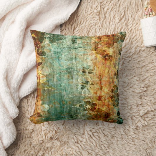 ヴィンテージフラワーウッド抽象芸術アート クッション (ブランケット)