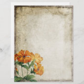 ヴィンテージフラワーオールドパーチメントスクラップブック紙 (正面/裏面)