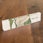 ヴィンテージフラワーカラリリーグリーン葉クローズアップ デスクネームプレート (側面)