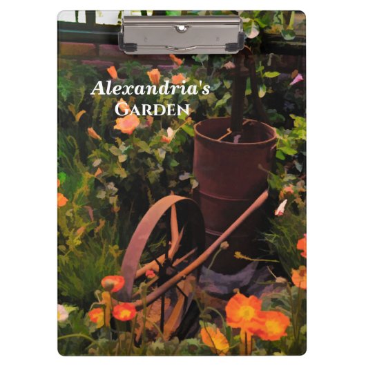ヴィンテージフラワーガーデンウォーターカラーフローラカスタム クリップボード (正面)
