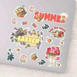 ヴィンテージフラワーガーデンラバー シール