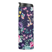 ヴィンテージフラワーガーデンレインボーバタフライブルー タンブラー (回転右)