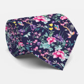 ヴィンテージフラワーガーデンレインボーバタフライブルー ネクタイ (ロール)