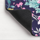 ヴィンテージフラワーガーデンレインボーバタフライブルー マウスパッド (コーナー)