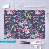 ヴィンテージフラワーガーデンレインボーバタフライブルー 薄葉紙 (クラフト)