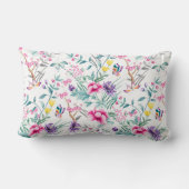 ヴィンテージフラワーガーデンレインボーバタフライホワイト ランバークッション (裏面)