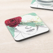 ヴィンテージフラワーガールイラストレーション コースター (左側)