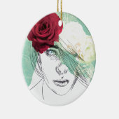 ヴィンテージフラワーガールイラストレーション セラミックオーナメント (右)