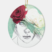 ヴィンテージフラワーガールイラストレーション セラミックオーナメント (左)