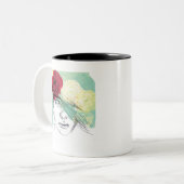 ヴィンテージフラワーガールイラストレーション ツートーンマグカップ (正面左)