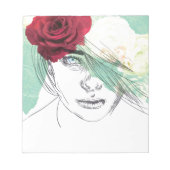 ヴィンテージフラワーガールイラストレーション ノートパッド (正面)