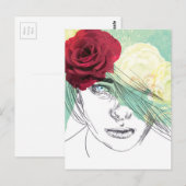 ヴィンテージフラワーガールイラストレーション ポストカード (正面/裏面)