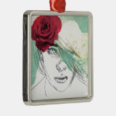 ヴィンテージフラワーガールイラストレーション メタルオーナメント (右)