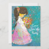 ヴィンテージフラワーガールクリスマス新年パーティー 招待状 (正面)