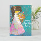 ヴィンテージフラワーガールクリスマス新年パーティー 招待状 (スタンド正面)