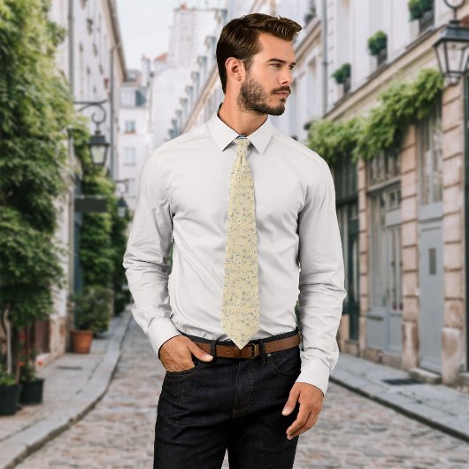 ヴィンテージフラワークリームパーソナライズドイニシャル ネクタイ