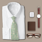 ヴィンテージフラワークリームパーソナライズドイニシャル ネクタイ