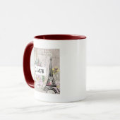 ヴィンテージフラワーコラージュ&エッフェルタワーイラストレーション マグカップ (正面左)