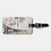 ヴィンテージフラワーコラージュ&エッフェルタワーイラストレーション ラゲッジタグ (正面横)