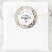 ヴィンテージフラワーコラージュ&エッフェルタワーキッチン ラウンドシール (バッグ)