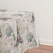 ヴィンテージフラワーコラージュ&エッフェルタワーパターン テーブルクロス (インサイチュ)