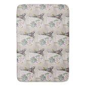 ヴィンテージフラワーコラージュ&エッフェルタワーパターン バスマット (正面縦)