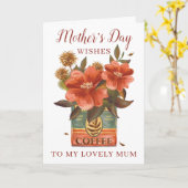 ヴィンテージフラワーコーヒーマザーズDay Card カード (黄色い花)