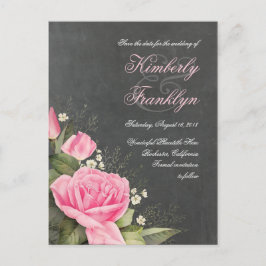 ヴィンテージフラワーシャルボード日付を保存 案内ポストカード