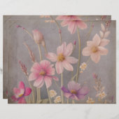 ヴィンテージフラワースクラップブック紙 (正面/裏面)