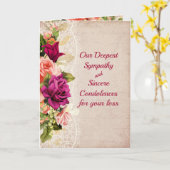 ヴィンテージフラワーズアンドレース悔やみや弔慰 カード (黄色い花)