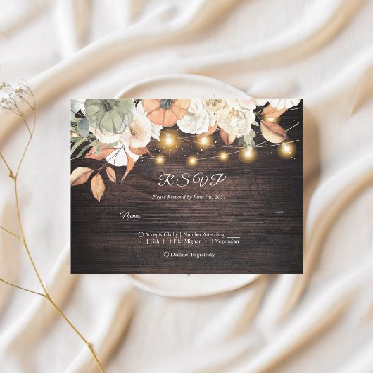 ヴィンテージフラワーズカボチャ秋 インビテーションポストカード