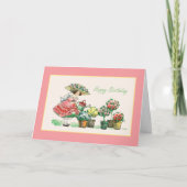 ヴィンテージフラワーズクレイポット誕生日 カード (正面)