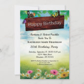 ヴィンテージフラワーズバタフライバースデーパーティー 招待状 (正面)