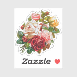 ヴィンテージフラワーズバラブーケ シール