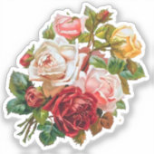 ヴィンテージフラワーズバラブーケ シール (正面)