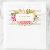 ヴィンテージフラワーズピンクパステルイベントプランナーシール 長方形シール (バッグ)