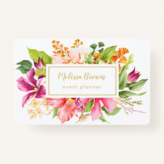 ヴィンテージフラワーズピンクパステルイベントプランナーバッジ バッジ (正面)